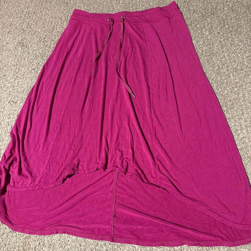 Athleta Maxi Skirt Size L Magenta High Low Drawstring Jersey